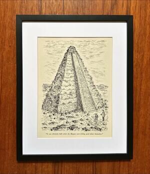 Framed 1985 Magazine Cartoon Clipping Koren Mayans Pyramid